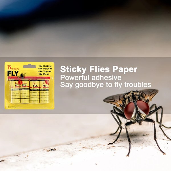20 stykker Sticky Fly Bånd Rull Dobbeltsidig Flies Papir Strips Insekt Bug
