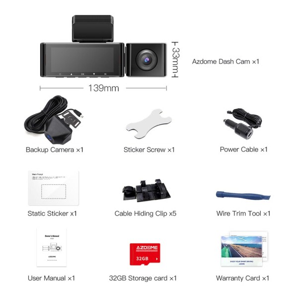 M550 3 Channel Dash Cam Främ Inside Bak Tre Way Bil Dash Kamera
