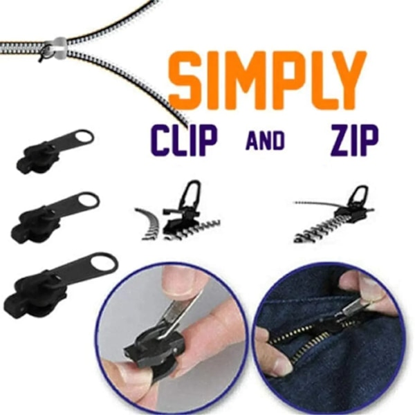 6 bitar Universal Instant Fix Zipper 3 Sizes Repair Kit