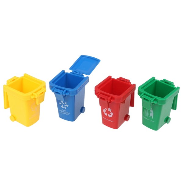 4 stk sæt mini affaldsspand legetøj affald lastbil dåser kanten køretøj spand legetøj