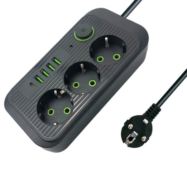 Sähkö pistorasia 3 USB latauksella puhelimille 1,8 M jatkojohto pistorasia
