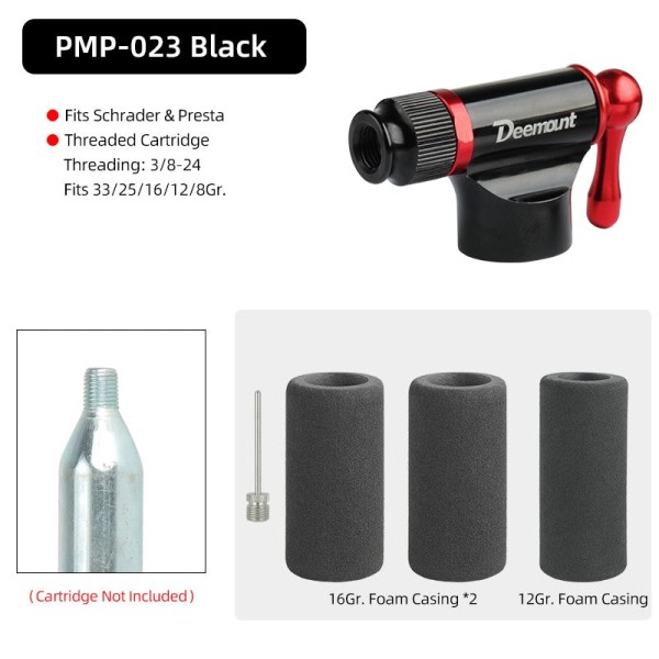 Sykkel CO2 Inflator Pumpe For 3/8-24 gjenget patron Passer