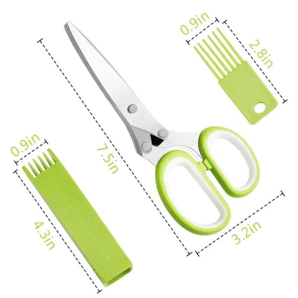 Multifunktionel Muti Lag Rustfrit Stål Knive Multi-Layers Køkken Saks Forårsløg Kutter Urter Laver Krydderier Kog Værktøj Klip