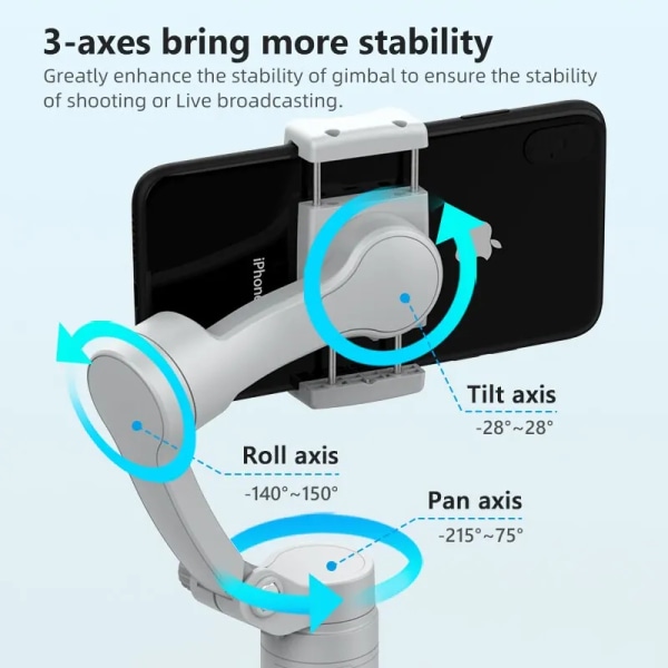 Gimbal Stabilizer för Smartphone Foldable Handheld Phone Video Record Vlogg Anti-Shake Stabilizer