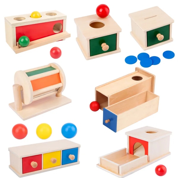 Montessori Macaroon väri pyörivä rumpu tutti kolikko laatikko pysyvä laatikko pyöreä suorakulmainen laatikko
