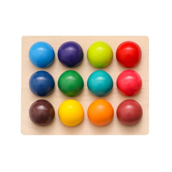 Rainbow Ball Matching Sensory Spill  Farge Kognitiv Sorteringsbrett Tre Montessori Leker for barn
