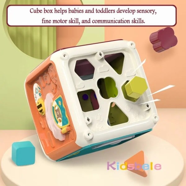 Baby Aktivitet Kube Småbarn Leker 7 i 1 Pedagogisk Shape Sorter Musical Toy Bead Labyrint Telle Oppdagelse Leker