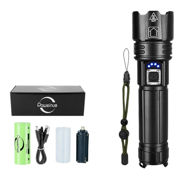 Kraftfull LED Ficklampa USB Uppladdningsbar Ficklampa Ljus Hög Power Ficklampa Taktisk Lantern Lång Shot Hand Lampa