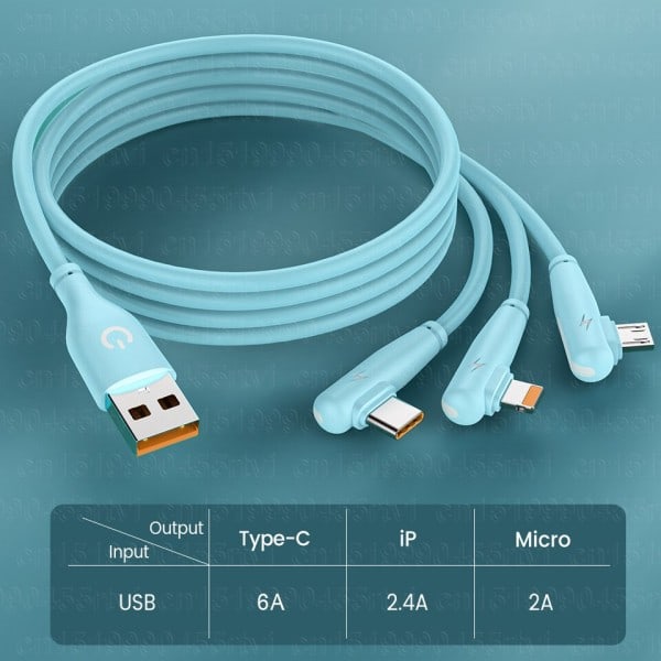 3in1 6A SuperCharge USB C Data Cable 3 in 1 2 in 1 Rask lader Micro USB Type-C Cable Cable