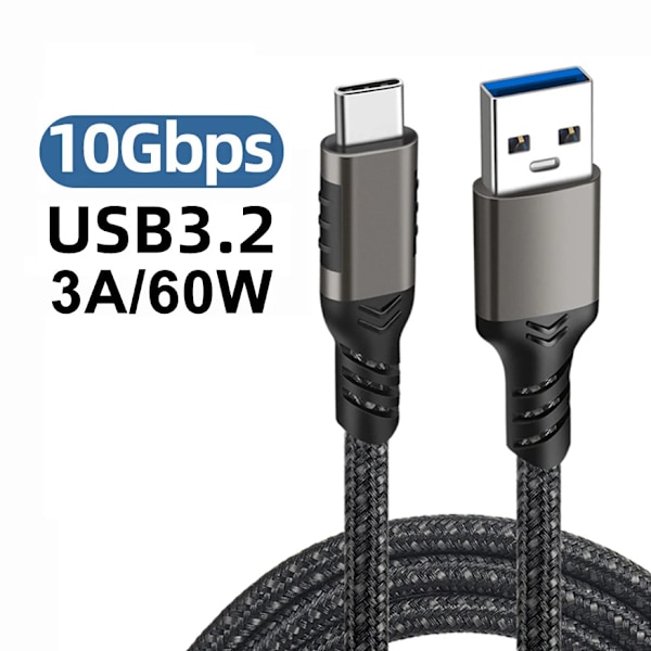 USB3.2 Gen2 Kabel C Til A 10Gbps Max Transmission Speed Data Kabel til Hard Disk