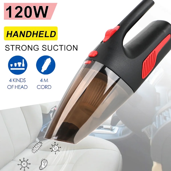 Super Sug Våt/torr Dubbelbruk Handhållen Bil Vacuum 120W 12V 5000PA för Bil Hem