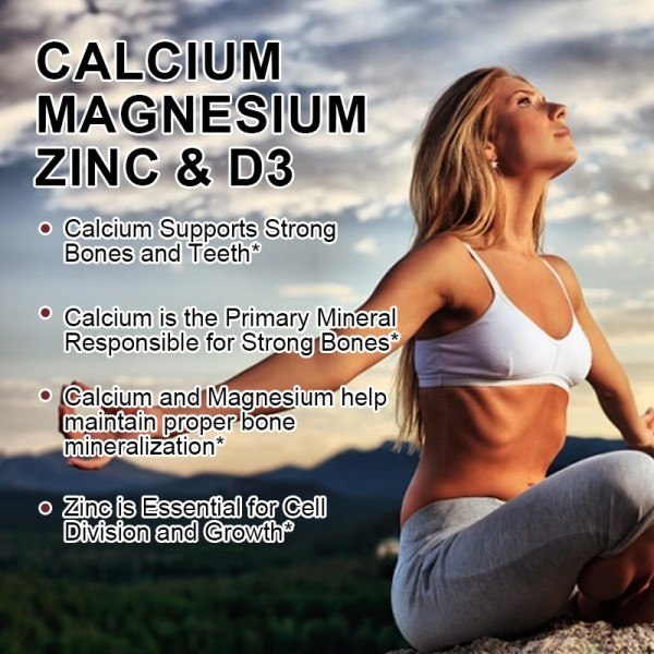 60 bitar kalcium magnesium zink vitamin D3 för främjar ben & muskel & nervsystemet hälsa cell tillväxt öka immunitet diet