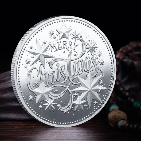Glædelig jul Belagt Guld Mønt Julemand Farverig Stjerne Sne Samlerobjekt Mønter Jul Souvenirs