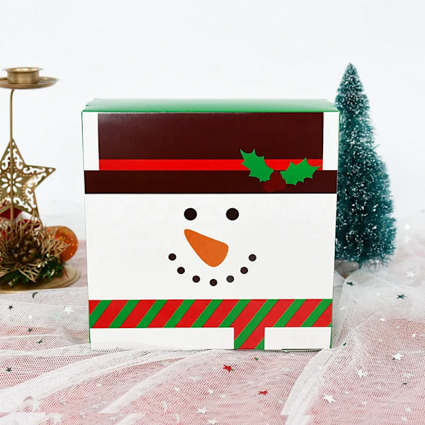 5 stykker firkantet god jul slik gave æske nisse elg kage kage bage æsker taske