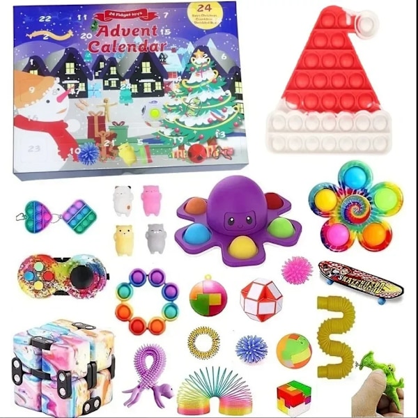 Fidget leksaker 24 dagar jul advent kalender paket anti stress leksaker