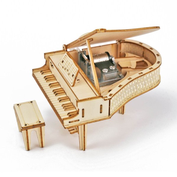 Grand Piano Tre Hånd Sveiv Musikk Eske Kontor Dekorasjon 3D Tre Puslespill Spill