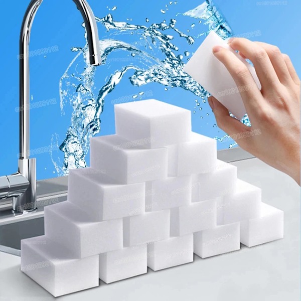 100 bitar Melamin Svamp Magic Sponge Radergummi Sudd Rengöring Rengöring Svampar för Kök Verktyg 10*6*2cm