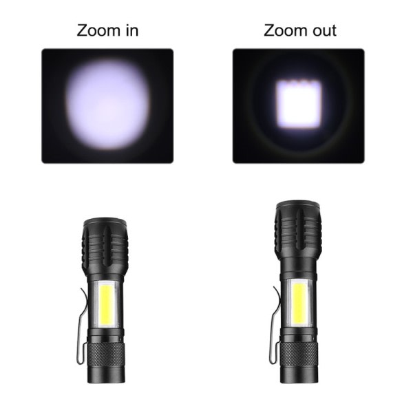 Innebygd Batteri XP-G Q5 Zoom Fokus Mini LED Lommelykt Lampe Lampe