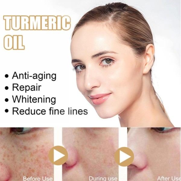 Gurkmeja Freckle Whitening Olja Serum Curcumin Olja Ljusare bleka Mörka Fläckar Ta bort