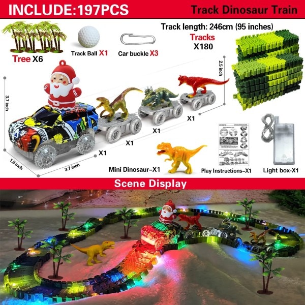 Jul Dinosaur Legetøj Create A Dinosaur World Road Race-Flexible Track Santa Claus Bil