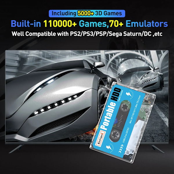 Super Console 500G Gaming HDD 100000 Video Spel 70 Emulatorer