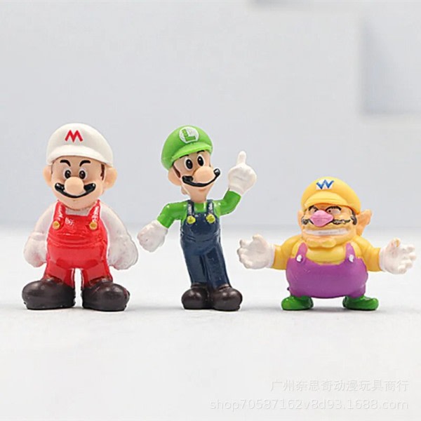 48 bitar Super Mario Bros Leksaker Dockor Anime Figurer Luigi Yoshi Donkey Kong Wario PVC Action Figur Modell Leksaker