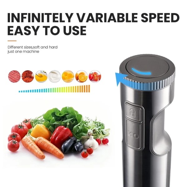 Hånd Immersion Blender 1000W Kraftfuld 4-i-1 rustfrit stål pind mad mixer