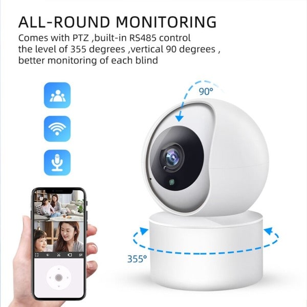 5MP IP WiFi Kamera Övervakning Säkerhet Baby Monitor Automatisk Mänsklig Spårning Cam Full Färg Natt Vision