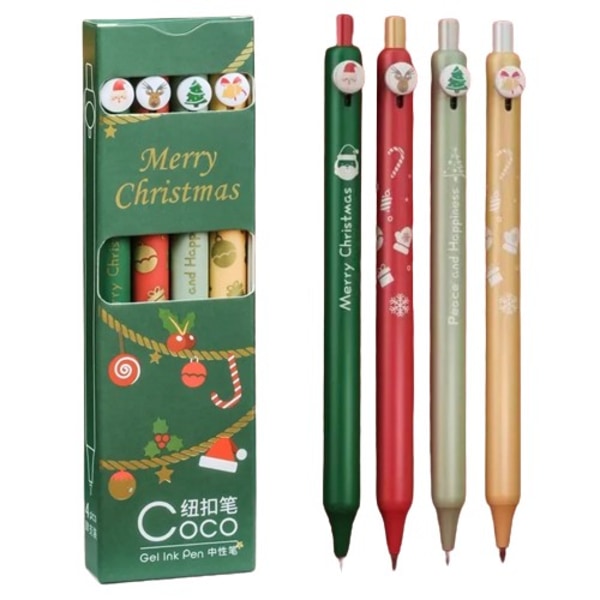 4 kpl Hyvää joulua geeli kynät setit juhla lahja 0,42 mm geeli kuulakärki kynä musta täyttö muste kirjoitus kynä