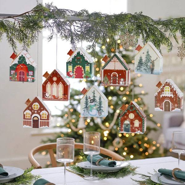 Jul gave æske hus form kraft papir slik kage pose emballage æsker jule træ vedhæng