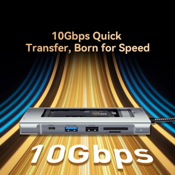 8-i-1 USB Hub Med Disk Lagring Funktion USB Typ-c till HDMI-kompatibel Laptop Dock Station
