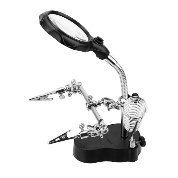 Svejsning Lup Glas med LED Lys 3,5X-12X linse Auxiliary Clip Lupe Desktop Magnifier