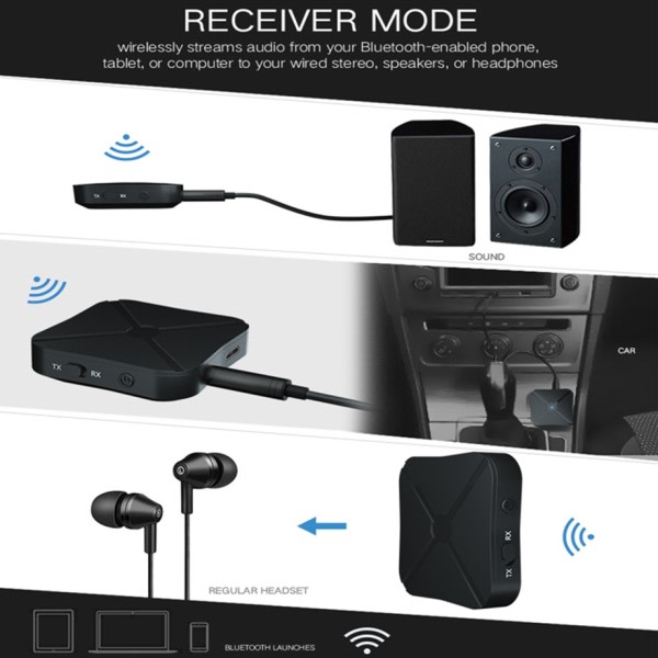 Bluetooth 5.0 4.2 vastaanotin ja lähetin ääni musiikki stereo langaton sovitin RCA 3,5 mm AUX liitin