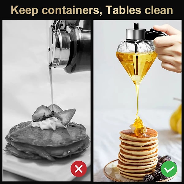 Diamant formet glas honning dispenser 200 ml stor kapacitet multifunktionel olie flaske eddike og sauce dispensere køkken værktøj