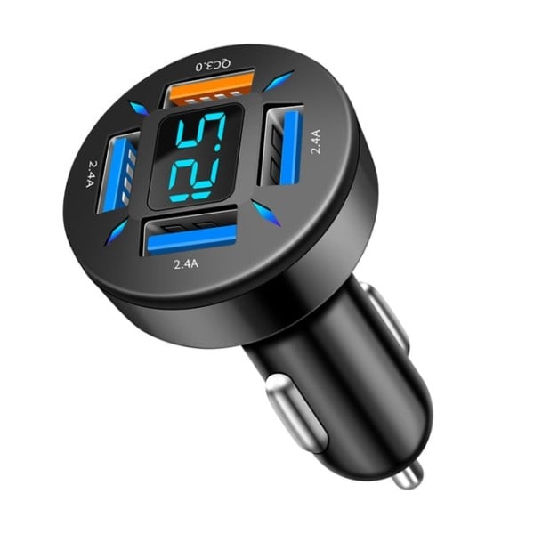 Bil lader Hurtig lading sigarett lighter adapter 4-ports USB A+USB C Rask lading telefon lader