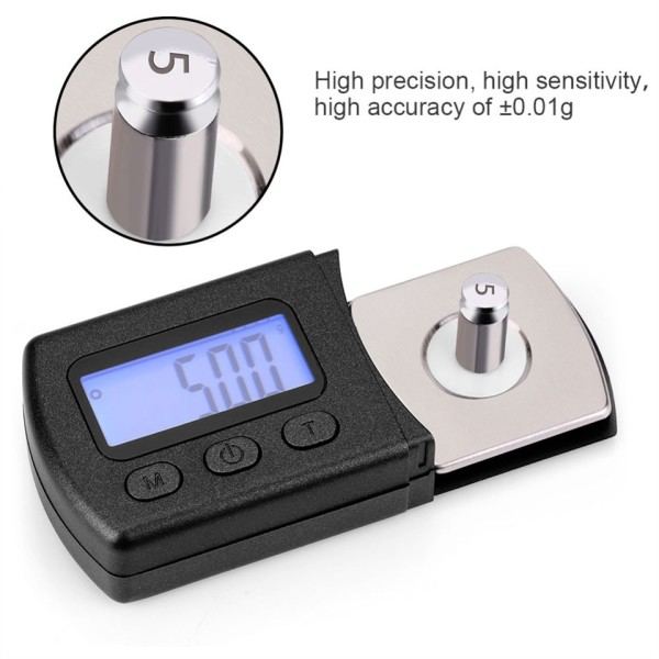 1st Bärbar Precis LCD skärm 5g/0.01g Digital Skivspelare Stylus Spårning Force Gauge Smycken Våg