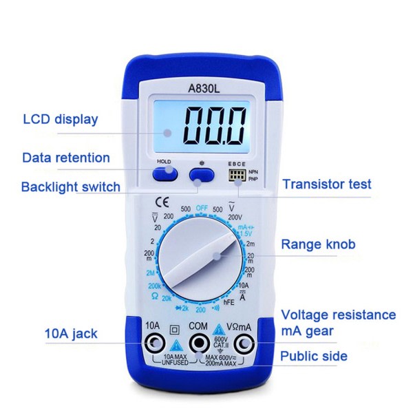 LCD Digital Multimeter  AC DC Spenning Diode Freguency Multimeter Current Tester