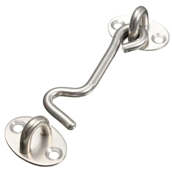 1 set rostfritt stål hytt krok öga skjul grind dörr spärr tyst hållare silver