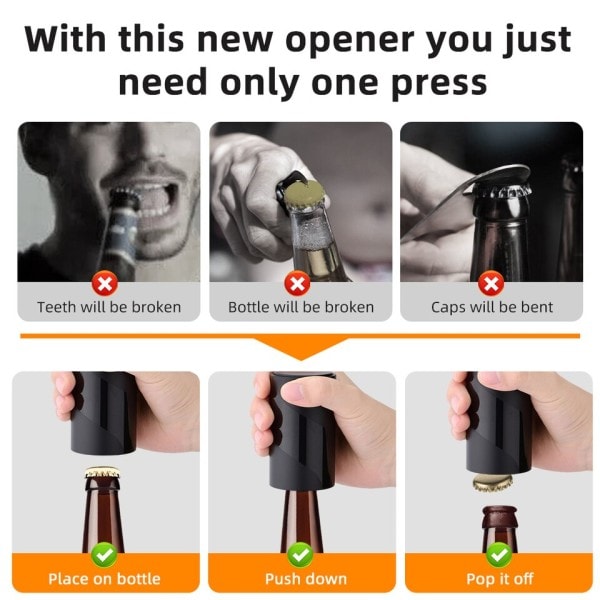 Automatisk öl flaska öppnare med magnet lock