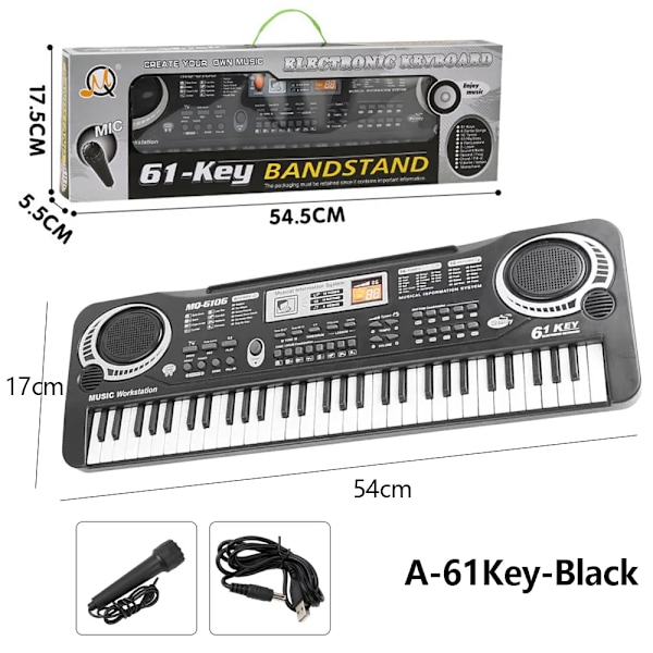 Elektronisk klaver tastatur bærbart 61 taster orgel med mikrofon undervisning legetøj