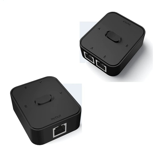 2 Port Gigabit Nettverk bryter RJ45 Switch Nettverk Splitter Kabel Forlenger 1000mbps Velger Strøm Fri 2 veis adapter kontakt