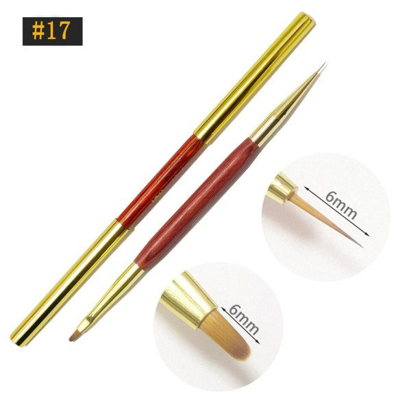 Dubbla ändar nagelborste akryl nagelkonst borstar professionella gel nagellack liner blomma målning ritning manikyr verktyg
