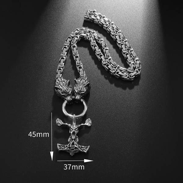 Muoti Retro Viking Suden pää Kaulakoru Paholainen lammas Pää Thor's Hammer Celtic Pattern Ripus Mies's dominoiva korut
