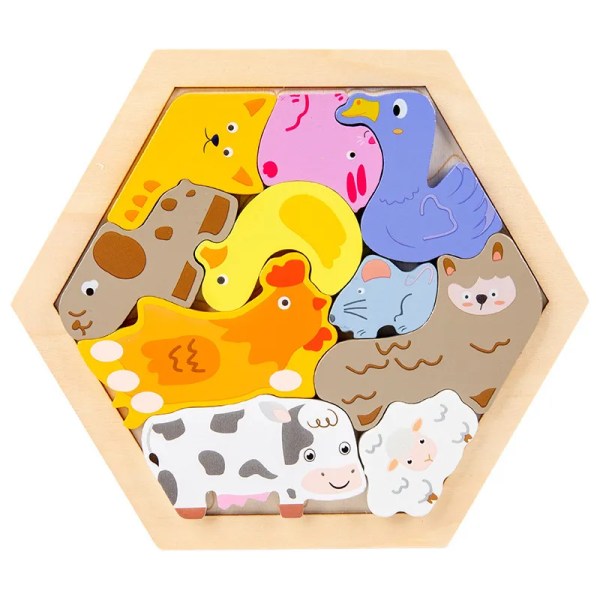 Baby legetøj Træ stiksav puslespil Kreativt 3D puslespil til børn's Intelligence Udvikling Ealy Uddannelsesmæssigt legetøj