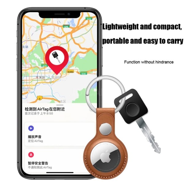 Iskunkestävä suojaava kotelo Apple AirTag PU nahka ripustin avain rengas