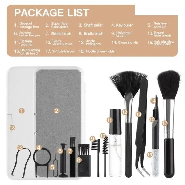 Q10 Multi-Piece Cleaning Kit, Multi-Functional Bærbar Skærm Cleaner, Mobil Telefon Rengøring Værktøj, Hovedtelefoner, Keyboard Rengøring