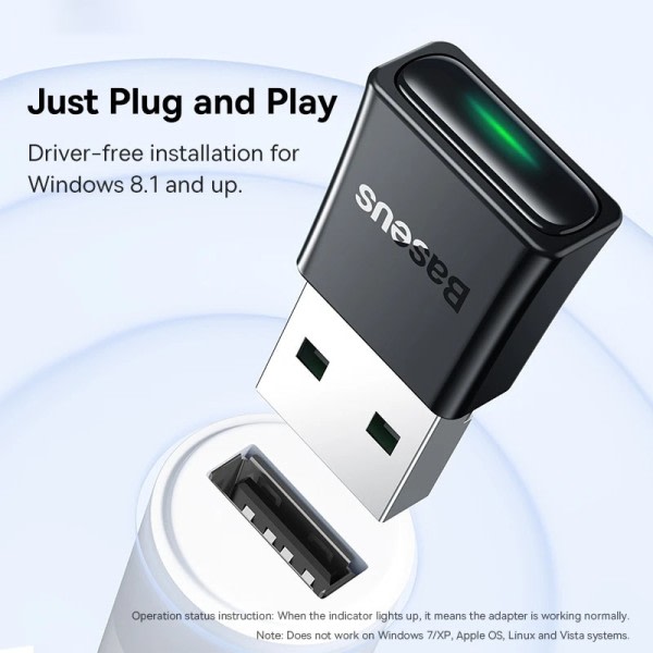 Baseus USB Bluetooth 5.3 Adapter PC USB Sender Mottaker Dongle Trådløs Adapter For Trådløst Mus tastatur