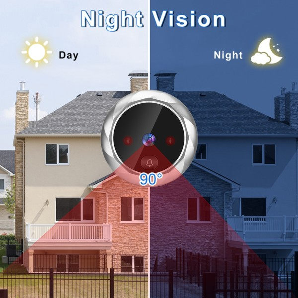 2,8 tommer LCD Digital Kighul Dørklokke 90 Degree Dør Øje Dør Seer Kamera Nat Vision Foto Dør Ring Monitor