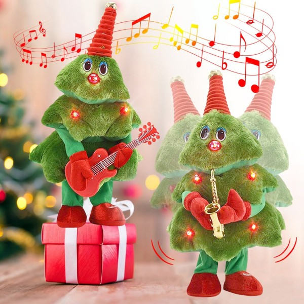 Jul Tre Elektrisk Plysj Leker Morsom Sang Dans Musikk Xmas Tre Dukke