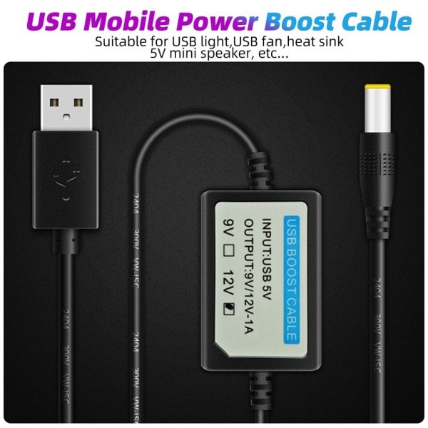 USB 5V 12V / 5V 9V DC kaapeli Step up sovitin kaapeli WiFi reitittimeen valo lämmitys allas 5V mini kaiutin tehosteella